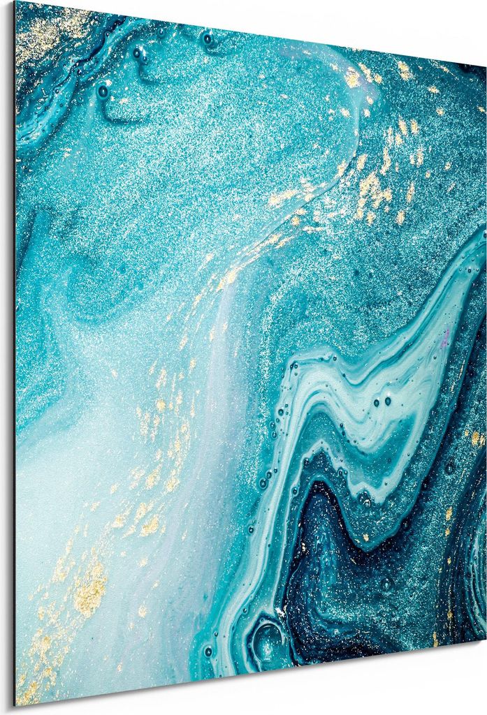 DEQORI Alu-Dibond Bild Weiß 30x30 cm 'Meer aus Marmor' Wandbild Metall dünn Design