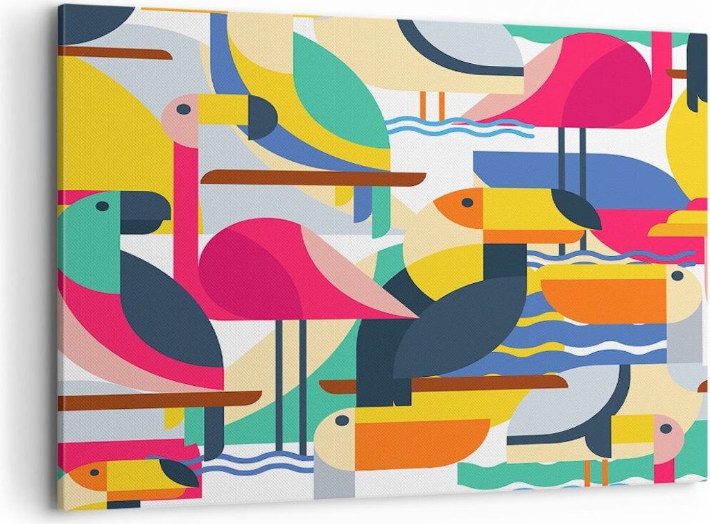 Bild auf Leinwand - Leinwandbild - Vogel Abstraktion - 120x80cm - Wand Bild - Wanddeko - Wandbilder - Leinwanddruck - Bilder - Kunstdruck - Wanddek...