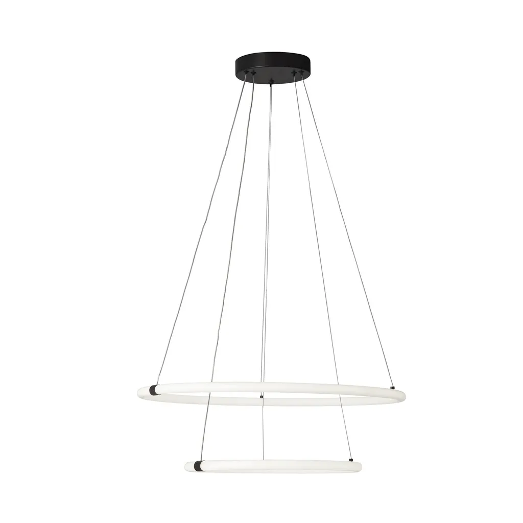 Pendentif Anneau Revolve LED Noir Mat : Éclairez votre Table avec Style