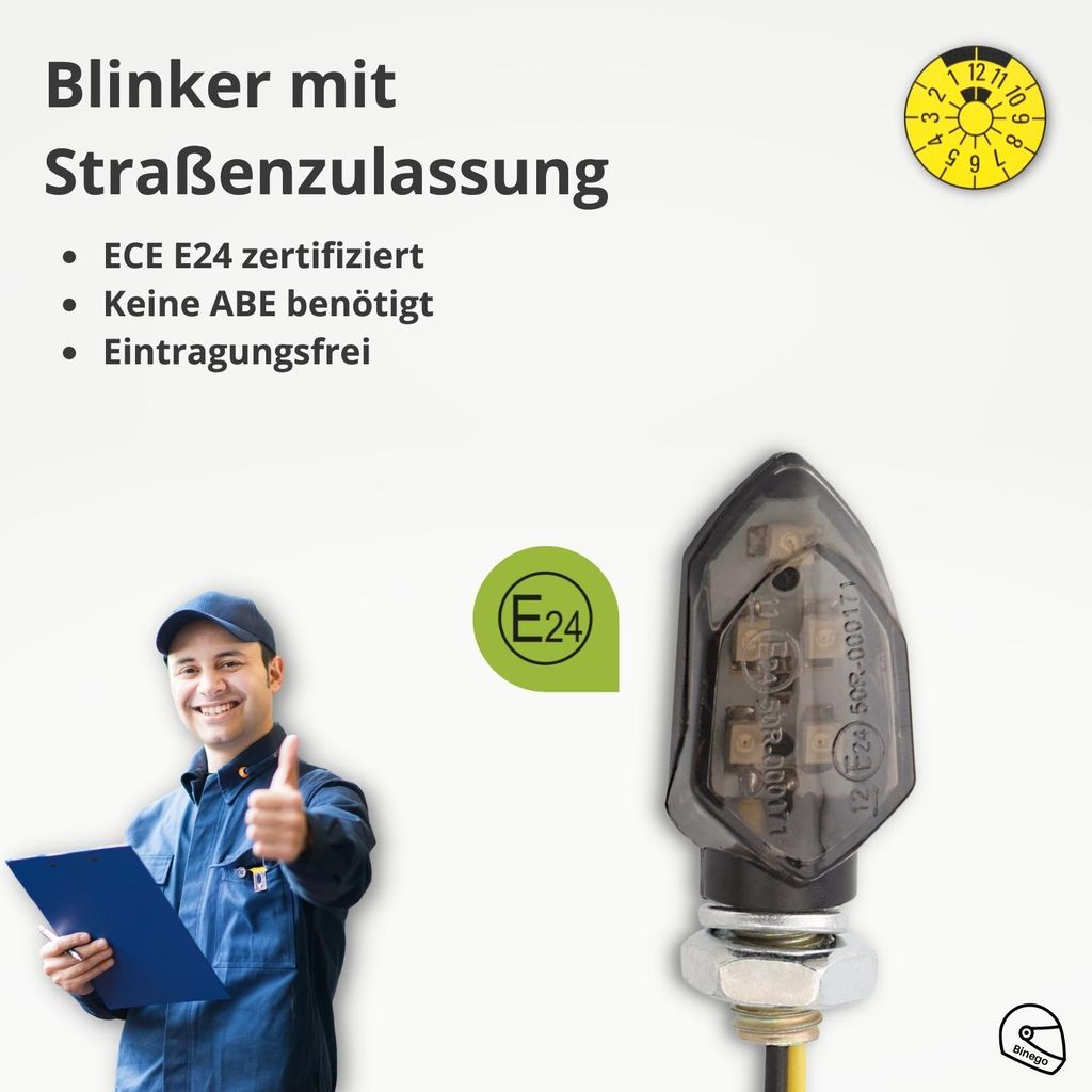 4X LED Universal Motorrad Mini Blinker Licht Quad Roller Lampe E-Prüfzeichen TüV 