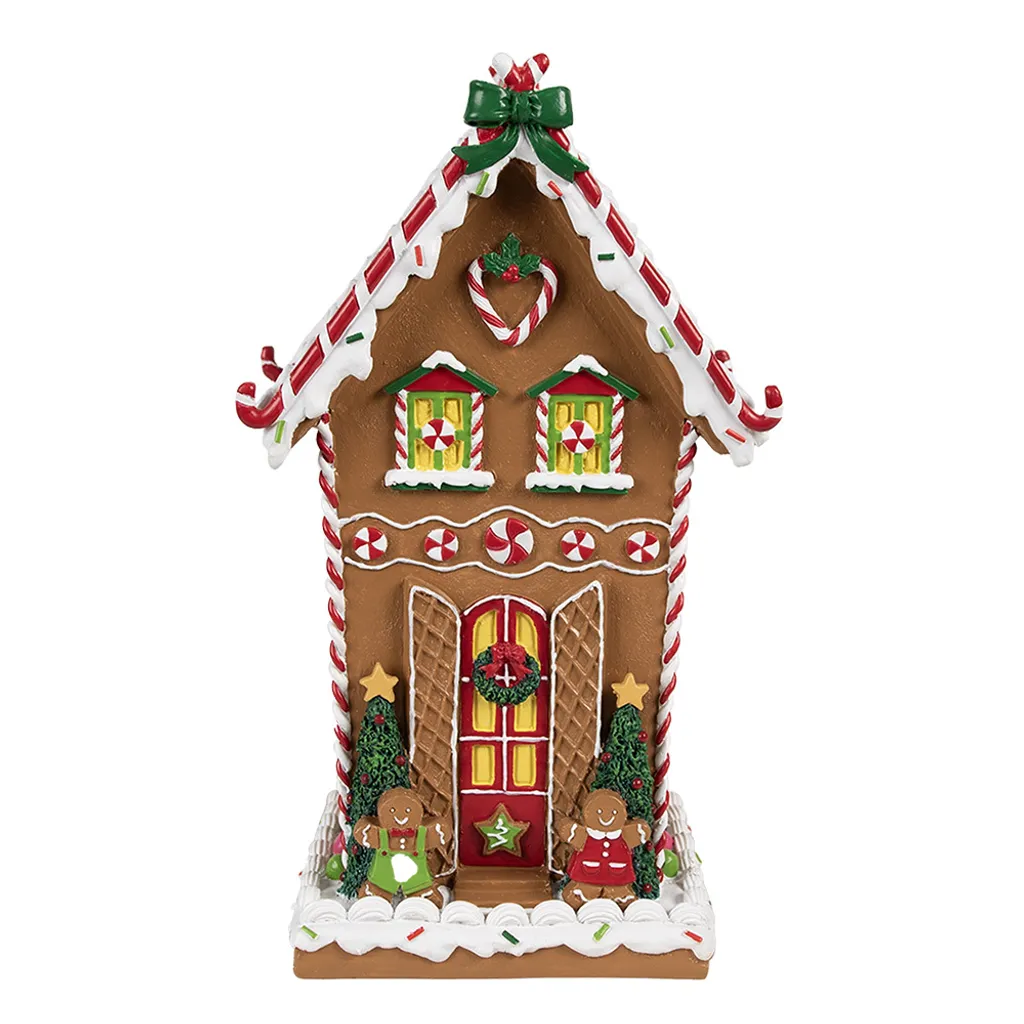 Maison pain d'épices réaliste en plastique brun 18x14x31 cm durable