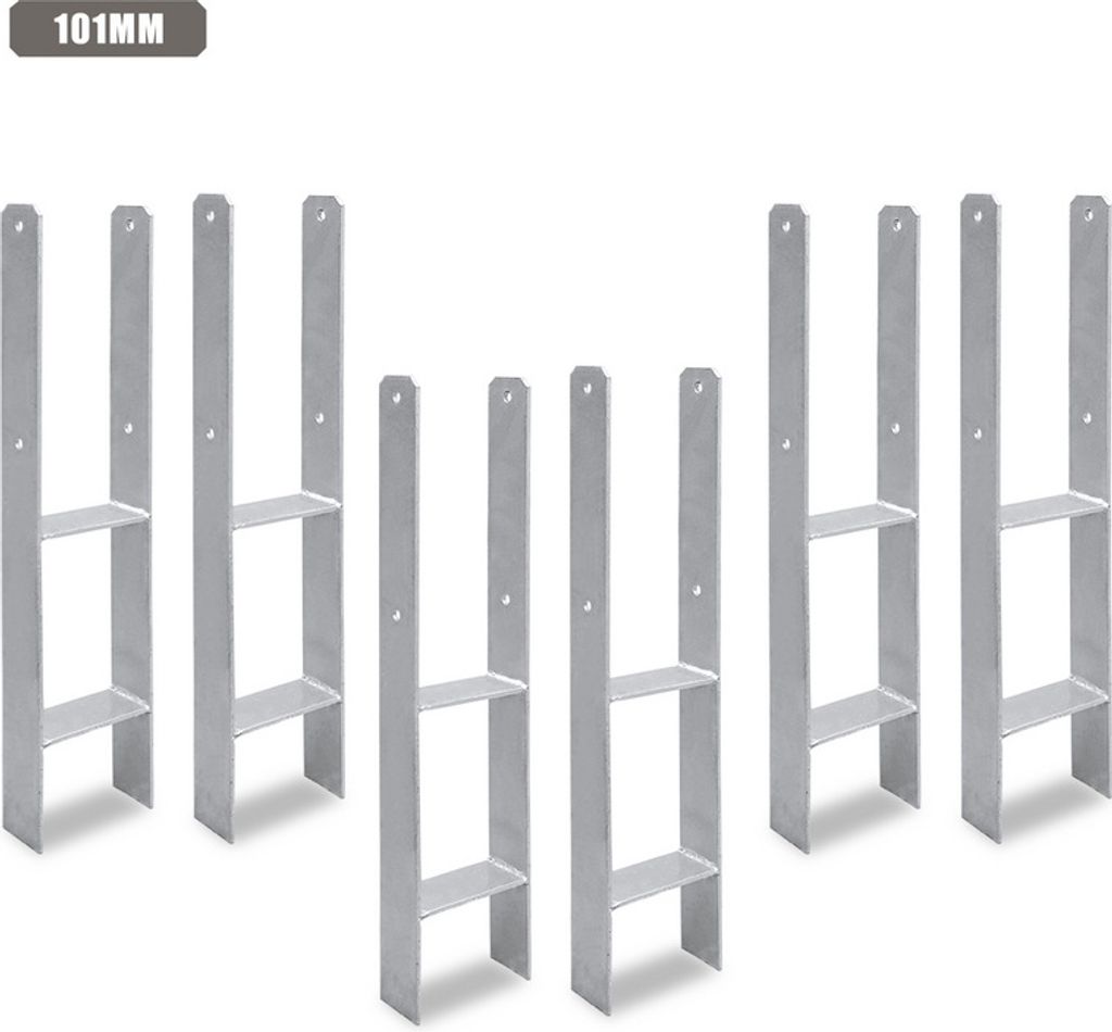TolleTour 6 Stück Pfostenanker 101MM H-Pfostenträger H-Anker 600 mm Länge Pfostenschuh für Carport Silber