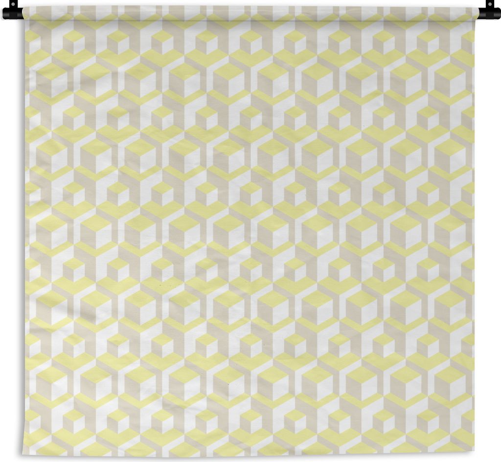 MuchoWow Wandteppich Wandbehang Blöcke - Muster - 3D - Gelb 150x150 cm Tapisserie Dekoration Wandtuch - Wohnaccessoires - Modernes