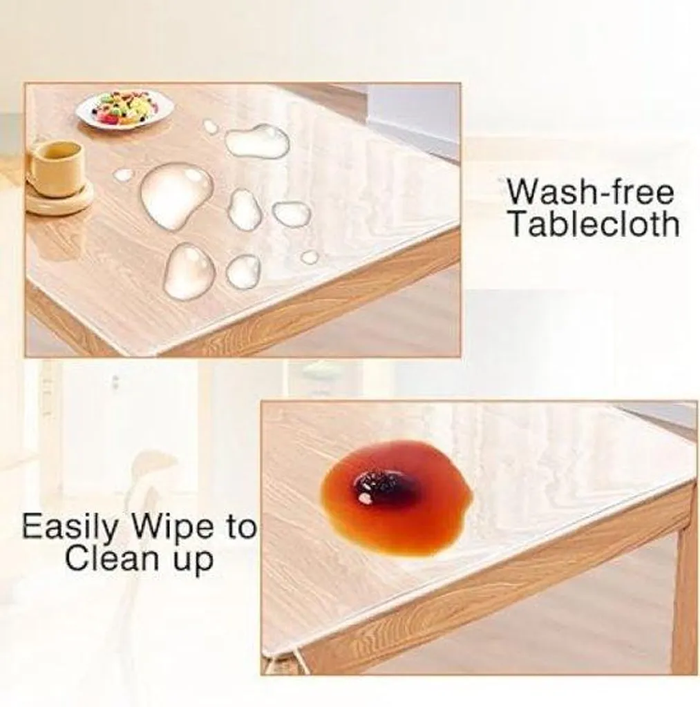 Protection de table transparente 180x140 cm en PVC imperméable souple