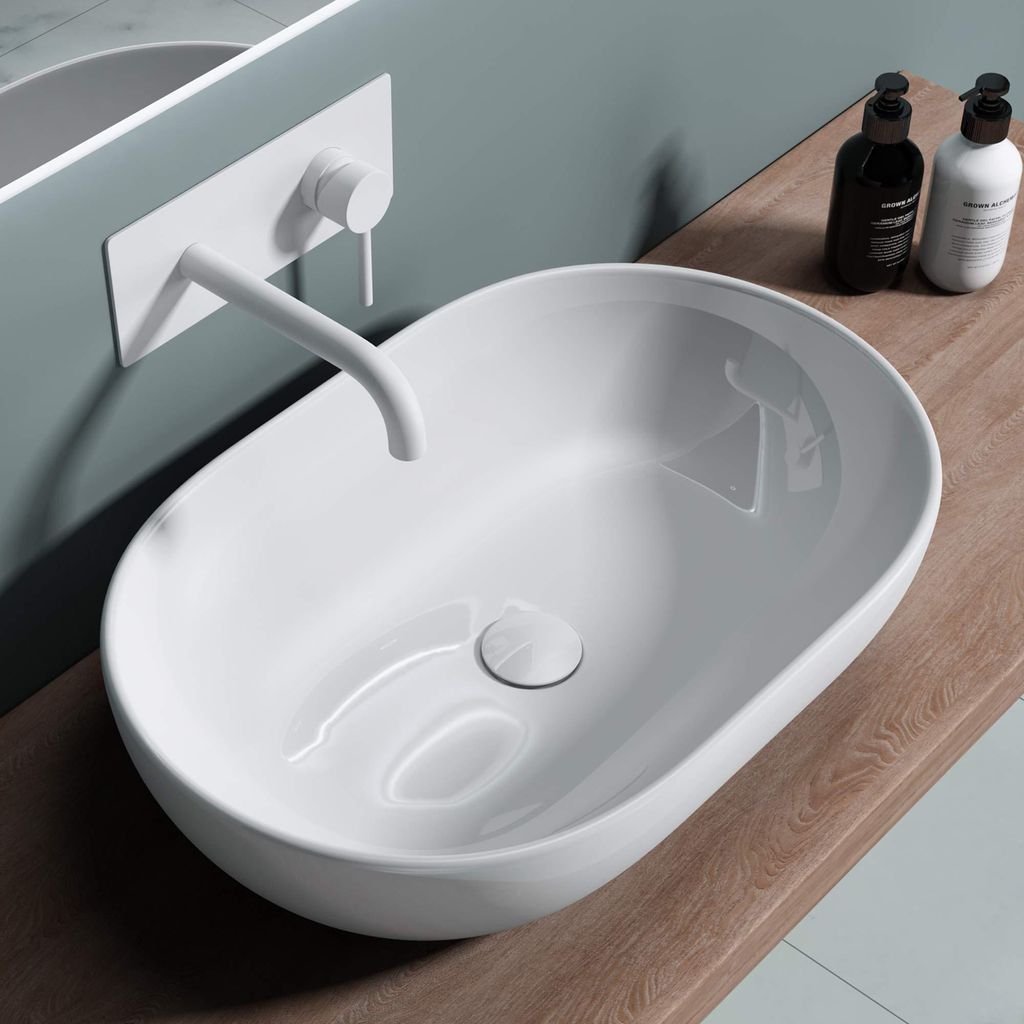 doporro Lavabo vasque à poser blanc 60cm lave main Image du produit 