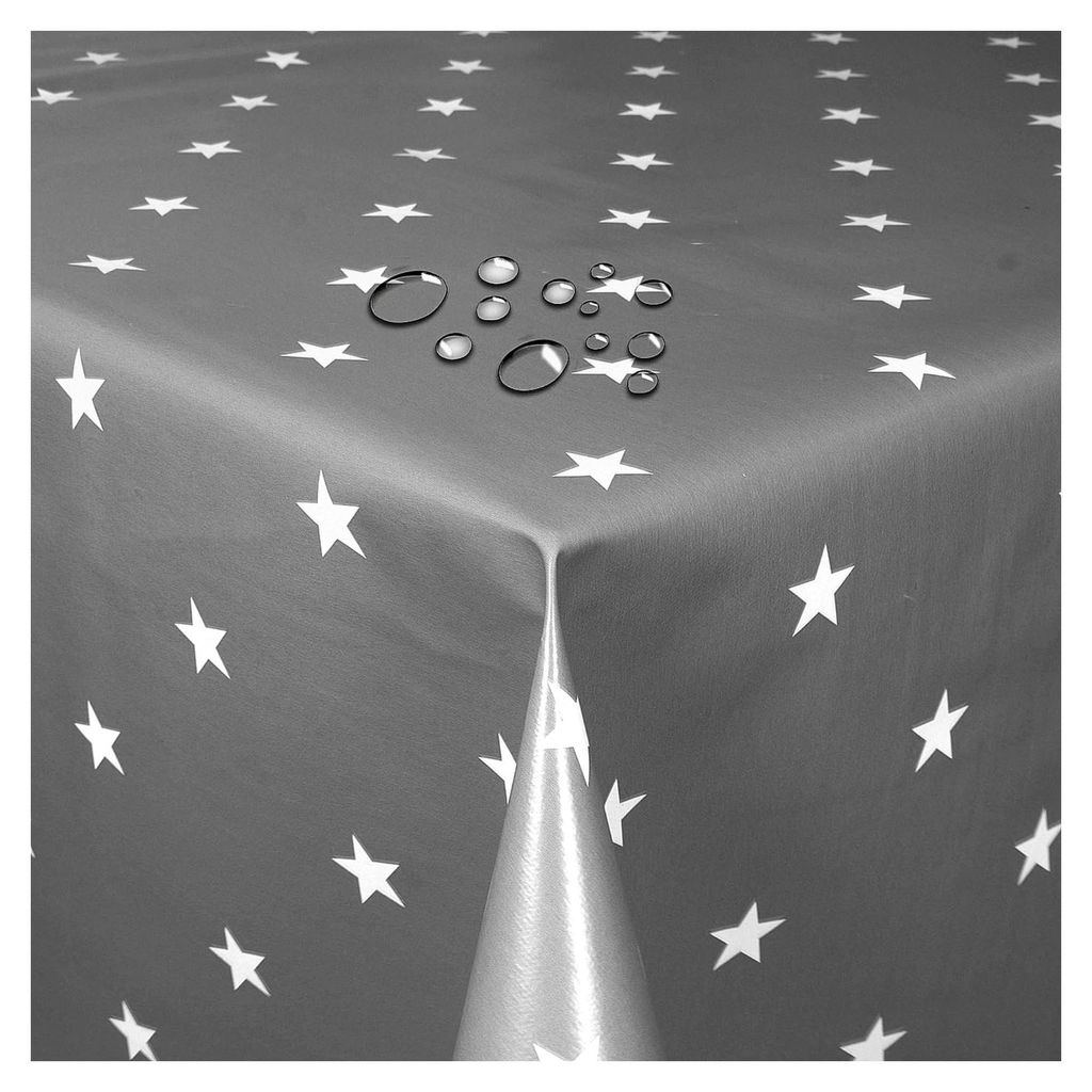 Wachstischdecke Weihnachtsdecke Sterne Grau 110 x 260 cm Rechteckig abwaschbar