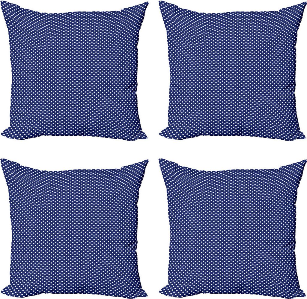 ABAKUHAUS Navy blau Kissenbezug Set (4 Stück), Nautical Tupfen, Moderner Doppelseitiger Digitaldruck, 50 cm x 50 cm, Marine-Blau-Weiß