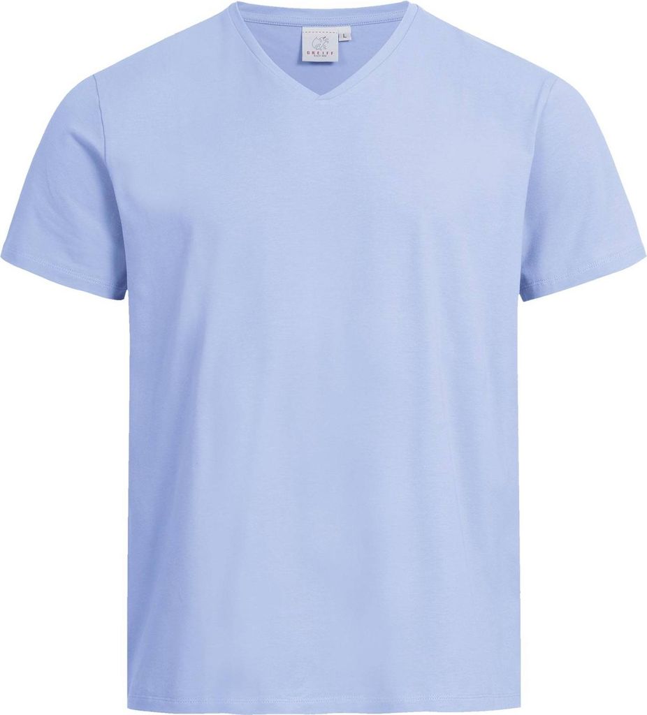 Greiff SHIRTS Herren Shirt Kurzarm V-Neck Regular-Fit Hellblau XXL