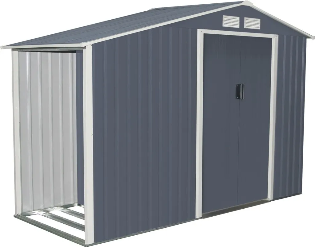 Cabanon de jardin métallique 3m² Rojaplast Luke A gris pour outillage
