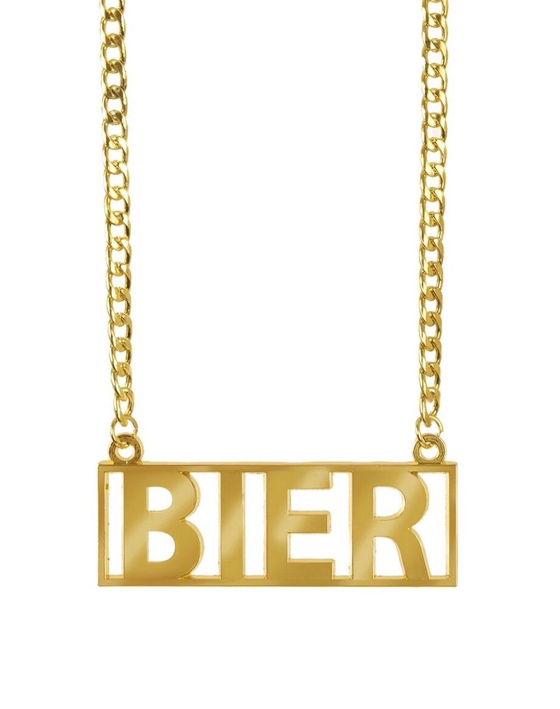 Goldene Rapper-Kette mit Bier Schriftzug