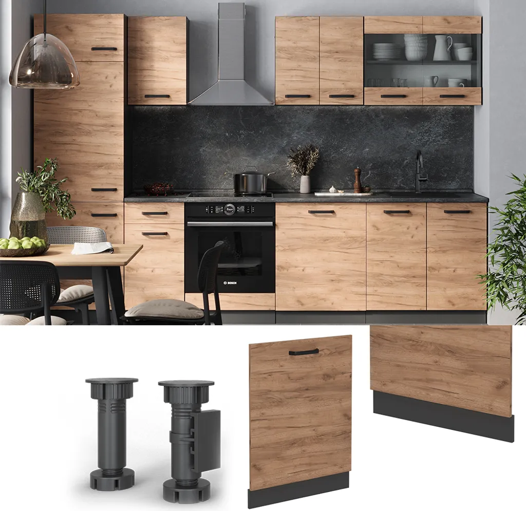 Frontale per Lavastoviglie 60 cm Vicco R-Line Quercia e Antracite - 4