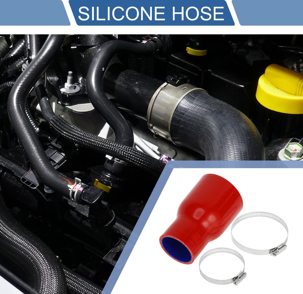 1 Satz 70-51mm/2,75"-2,00" ID 127mm/5" Länge 0 Grad Blau Rot Auto Silikonschlauch mit Schellen Kühlmittelschlauch Universal