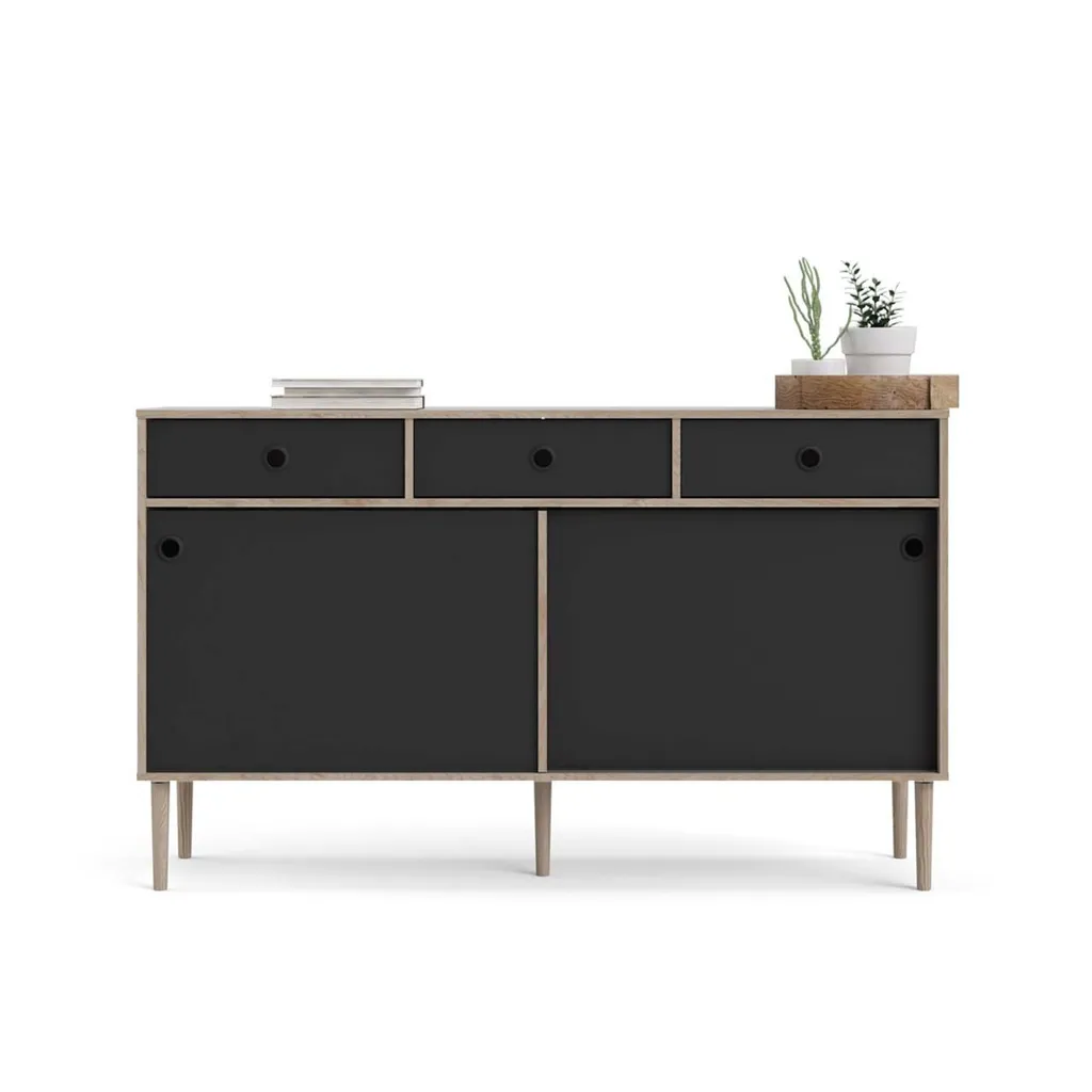 Buffet Penny gain de place : rangement optimal chêne Hickory et noir mat - 8