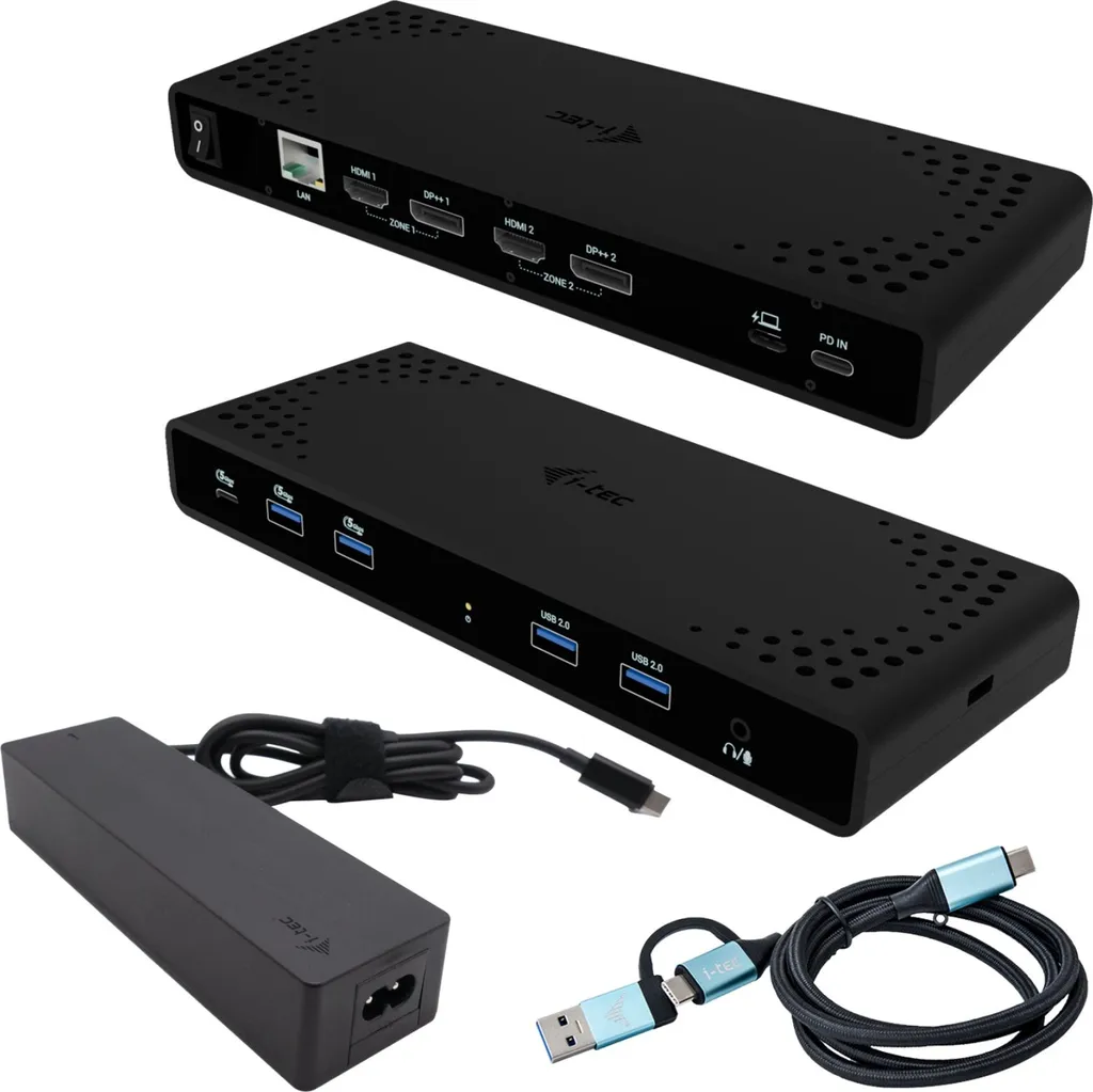 Station i-tec Dual 4K pour Télétravail - Recharge PC 85W via USB-C
