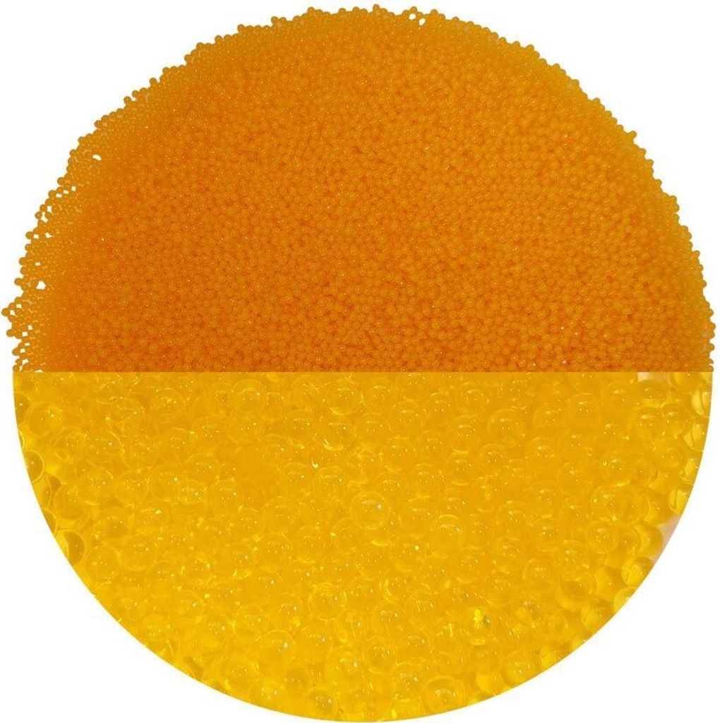trendfinding 100 g Hydroperlen Deko Granulat, Korngröße 1,5-2 mm, Gelb-Orange