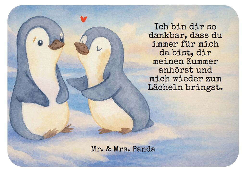 Mr. & Mrs. Panda Kühlschrankmagnet Pinguine trösten Design - Weiß - Geschenk, für Partner, whiteboardmagnet, Valentinstag, Freund, Freundin, ma...