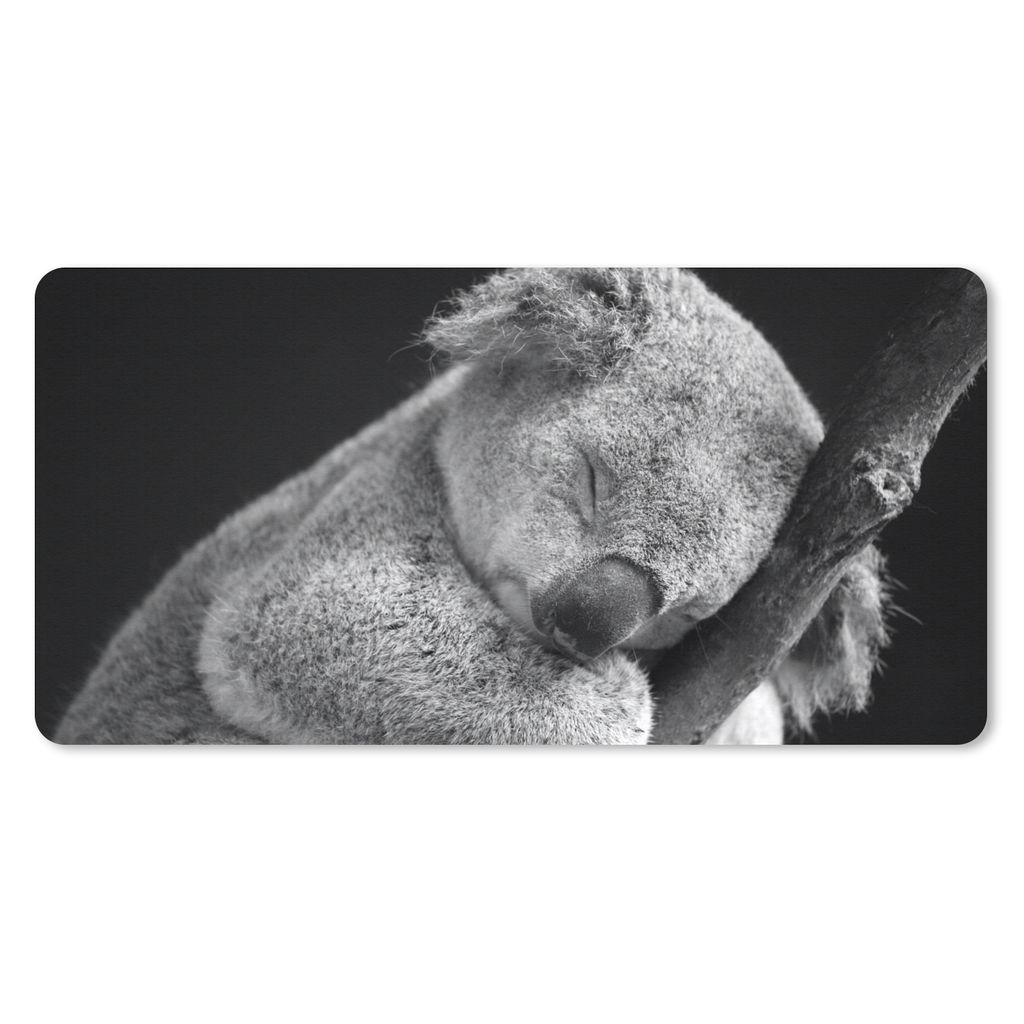 MuchoWow Schreibtischunterlage Koala - Zweig - Schwarz - Kinder - Jungen - Mädchen 80x40 cm - XXL Mauspad - Gaming Mauspad