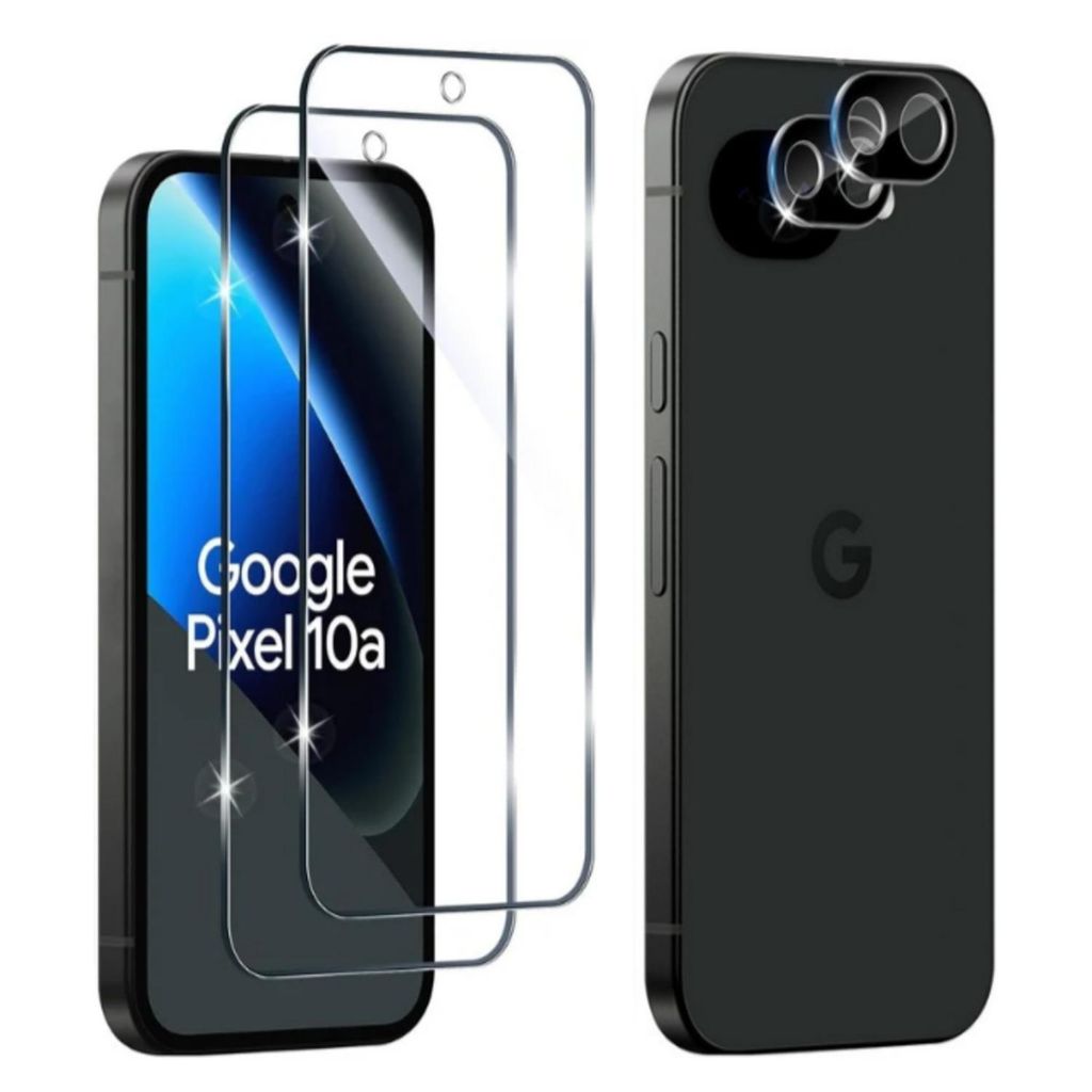 CLM-Tech 4er Set Panzerglas kompatibel mit Google Pixel 10a - 2X Panzerfolie + 2X Kameraschutz Kameraglas Displayschutz 9H Glas - Folie kristallklar