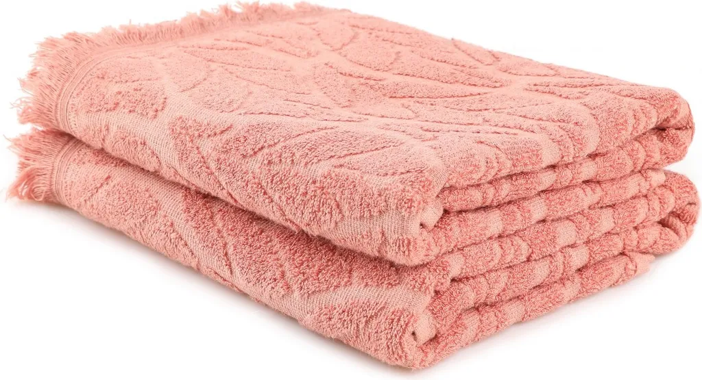 Offerta Set 2 Teli Bagno Mijolnir 75x150 Salmone 100% Cotone - Prezzo Shock