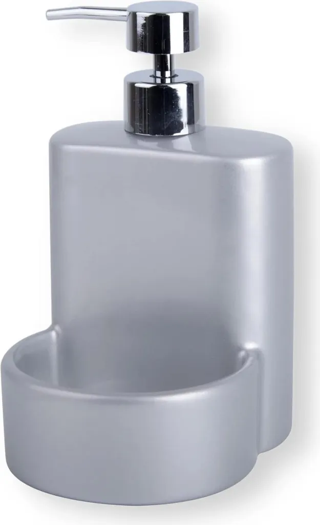 Distributeur de savon en céramique mate gris argenté pour évier