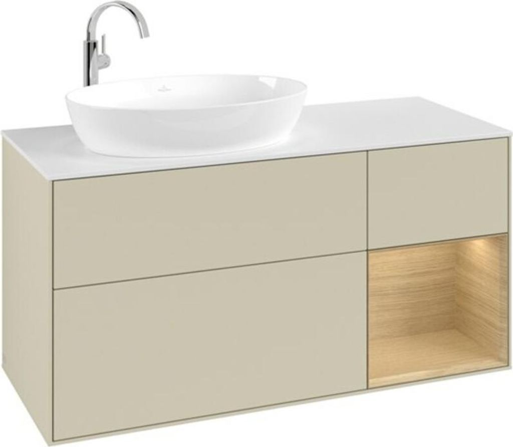 V&B Waschtischunterschrank Finion 120cm, Pl wh. m, Reg Oa ven, si Gr m Lac