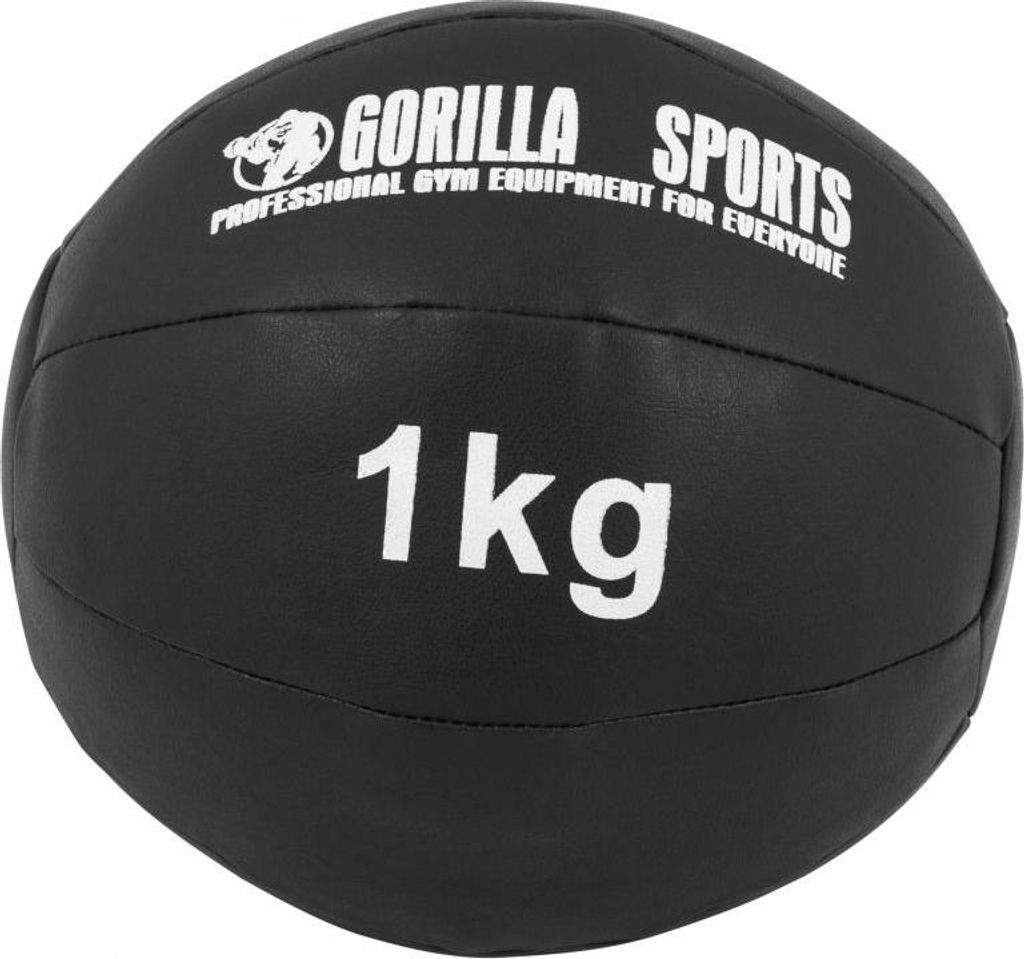 GORILLA SPORTS Medizinball - 1kg Gewichte, 29cm, aus Leder, Schwarz - Trainingsball, Fitnessball, Gewichtsball, Slam Ball