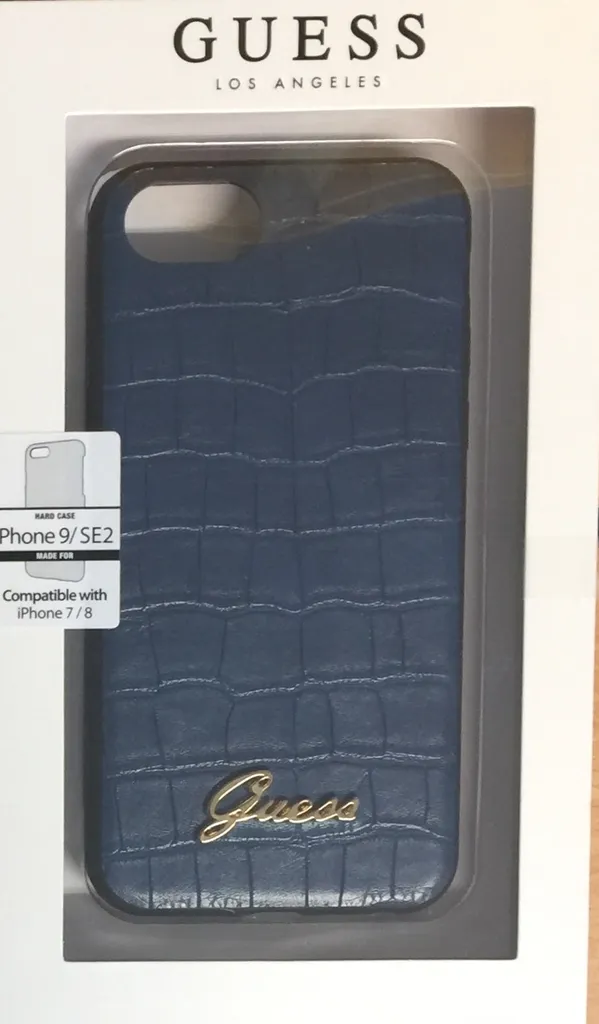 Coque antichoc Guess iPhone 8 et SE 2020 bleue motif croco élégant