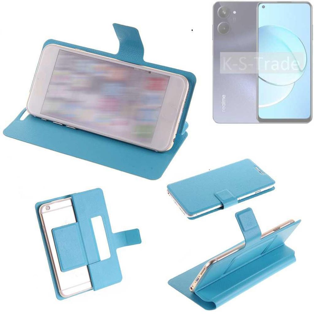 K-S-Trade Schutzhülle Handyhülle kompatibel mit Realme 10 Flip cover Handy case Smartphone Klapphülle blau