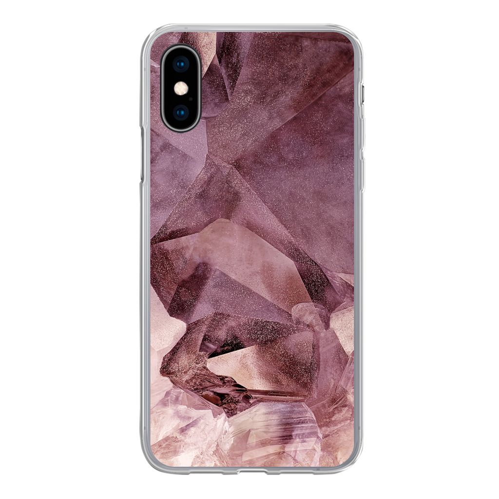MuchoWow Handyhülle Schutzhülle Hülle für iPhone X Kristalle - Natursteine - Edelsteine und Mineralien Silikon Softcase Handy Hülle - Handyh...