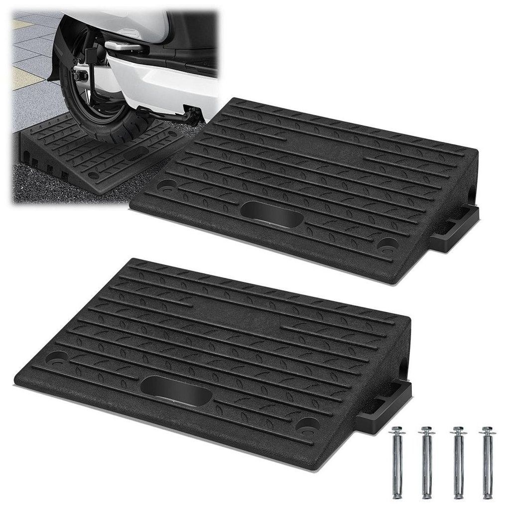 Ikodm 2x Auffahrrampe Bordsteinrampe Gummi mit Griff Rampe Verladerampe Laderampe Set Paar Rollstuhlrampe