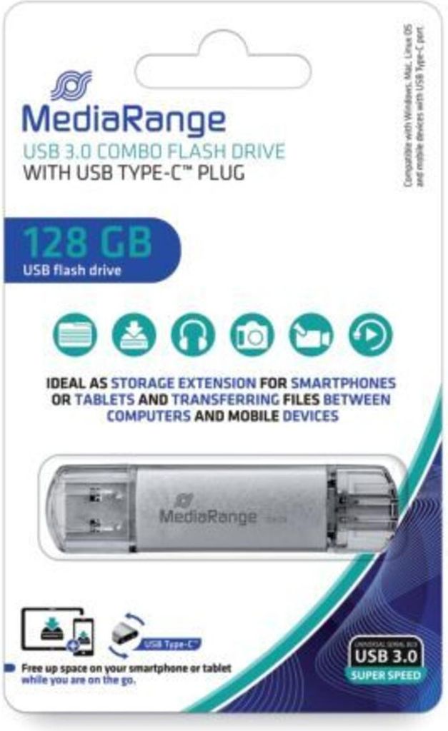 MediaRange USB kľúč 128 GB USB 3.1 combo s USB Type-C Obrázok produktu 