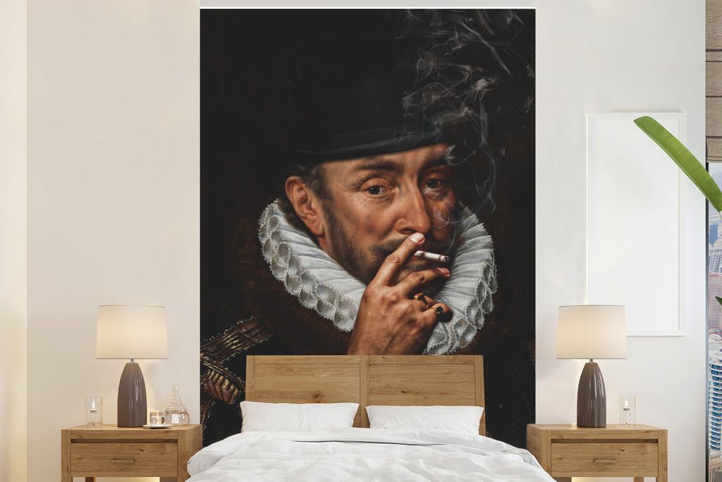 MuchoWow Fototapete für Wohnzimmer oder Schlafzimmer Wandtapete Vinyl Motivtapete Wilhelm von Oranien - Adriaen Thomasz - Zigaretten - 225x350 c...