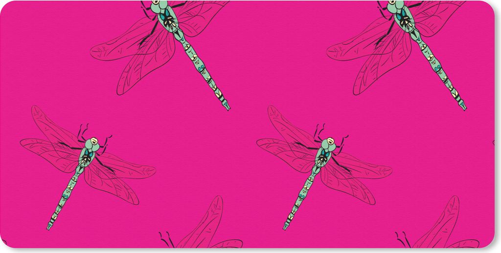 MuchoWow Mauspad Mousepad Mädchen - Libelle - Insekten - Muster - Mädchen - Kinder - Kinder - Kind 60x30 cm - Mousepads - Maus Mat - Pad - Maus...