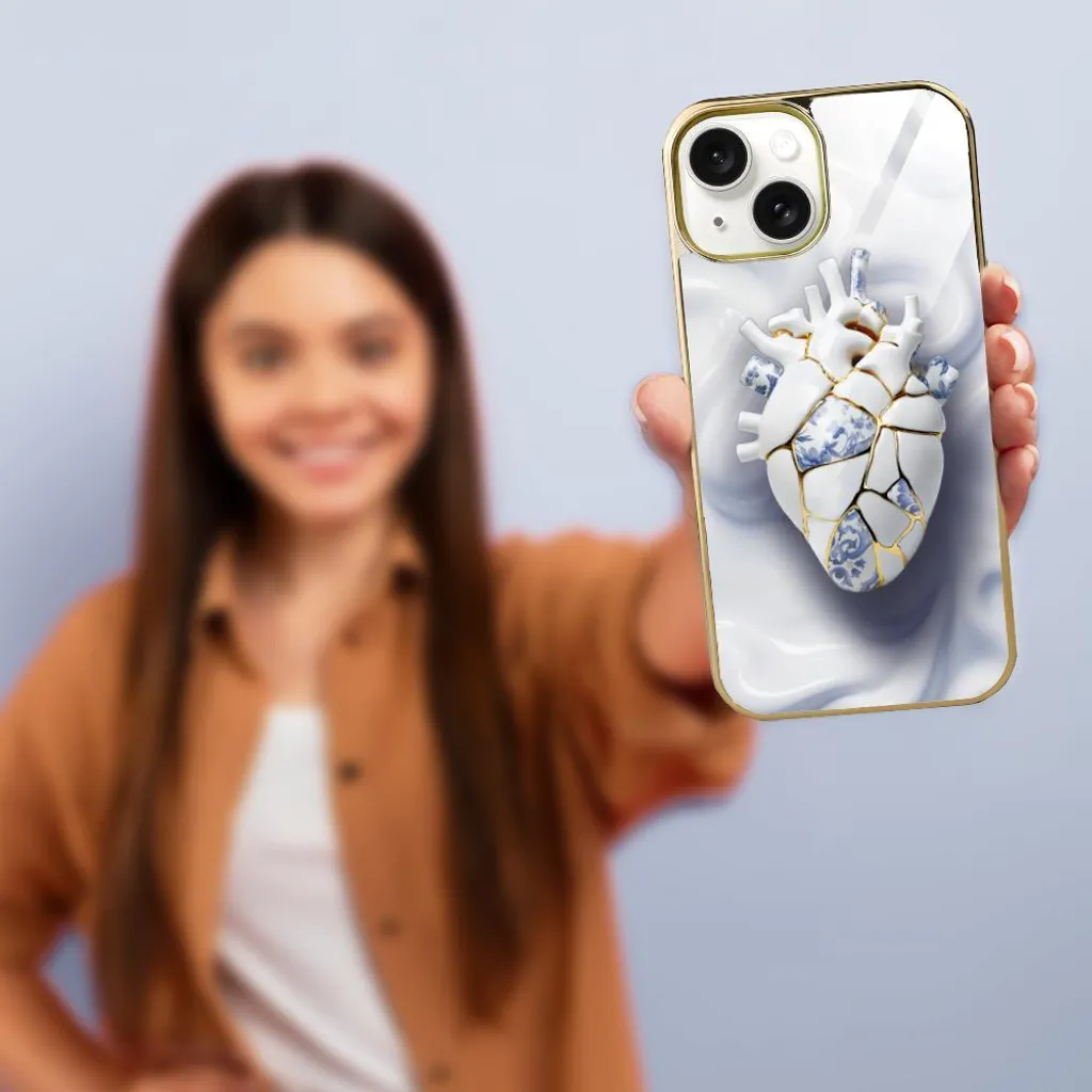 Coque de protection rigide pour iPhone 14 en verre trempé chic