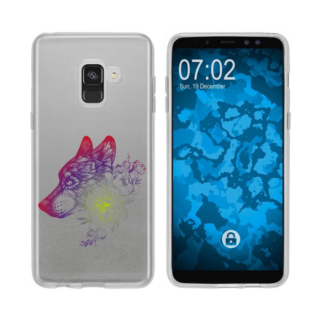 PhoneNatic Case kompatibel mit Samsung Galaxy A8 Plus (2018) Silikon-Hülle Floral Wolf M3-5