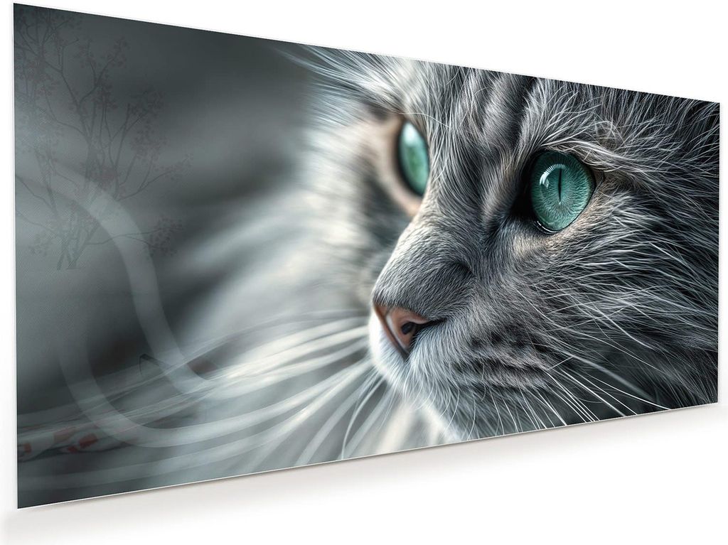 Glasbild 120x60cm in XXL für Wohnzimmer, Schlafzimmer Motiv Nahaufnahme Katze