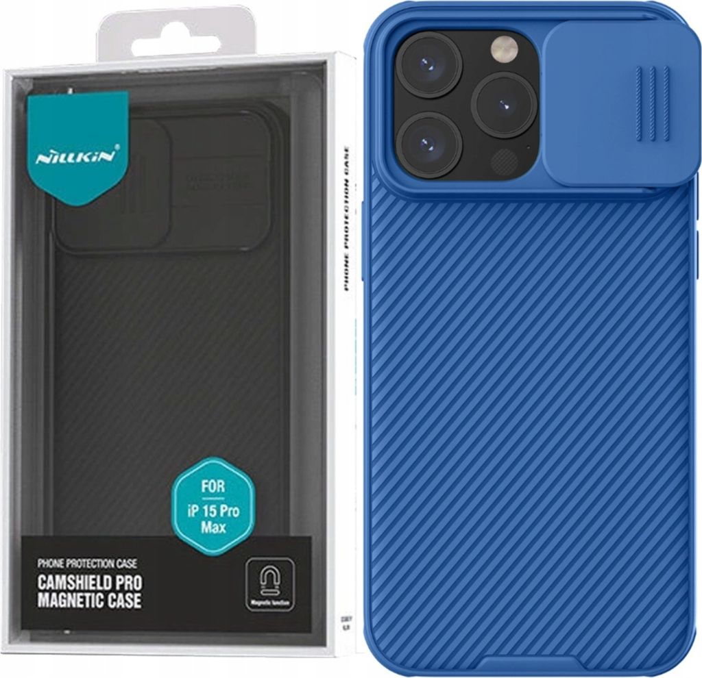 Nillkin Ledertasche Kamerahülle für Iphone 15 Pro Max Blau