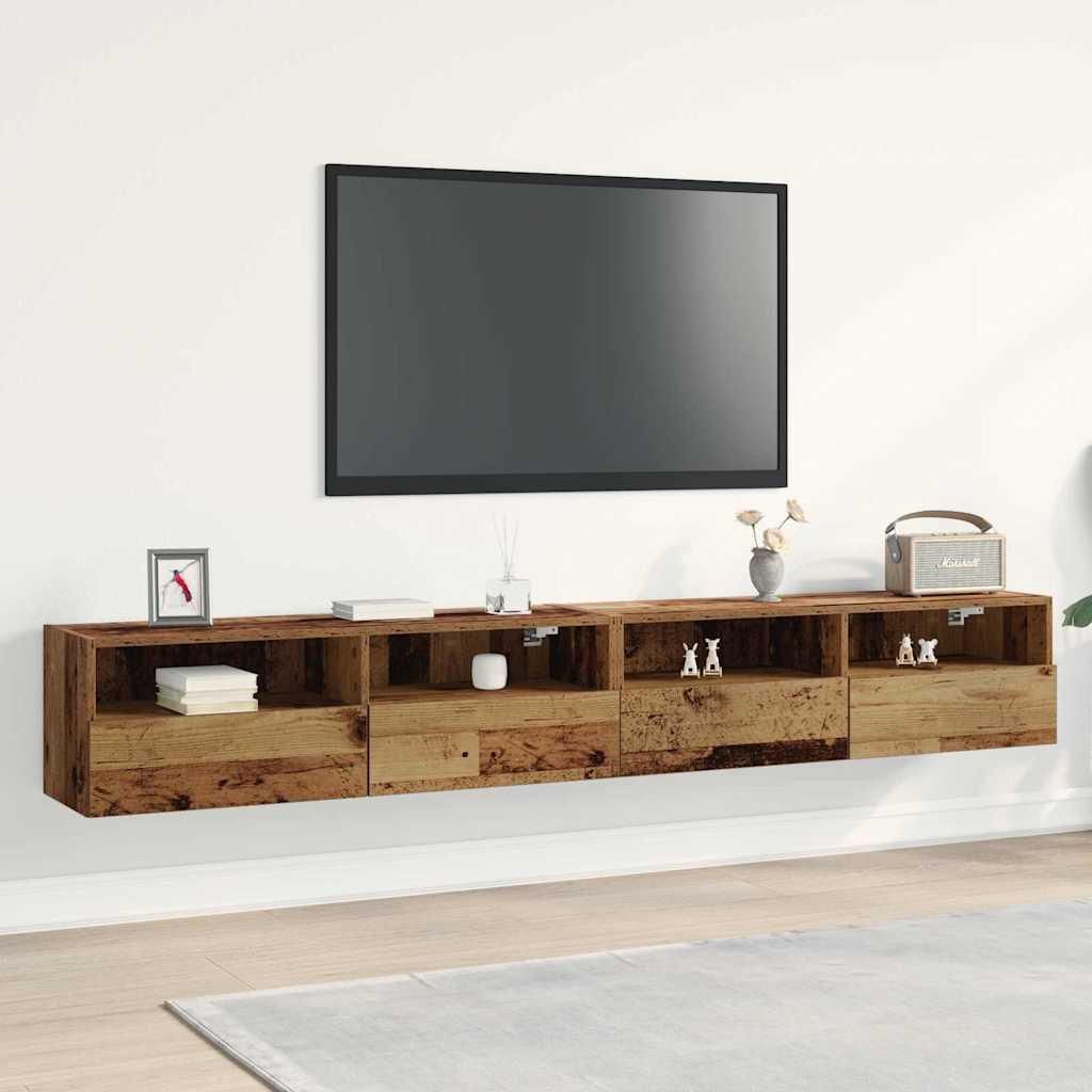 vidaXL TV-Wandschrank 2 pcs Altholz 100 x 30 x 30 cm Holzwerkstoff