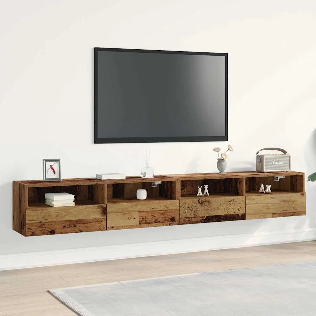 vidaXL Mobile TV Sospeso 2 Pz in Legno Recuperato 100x30x30cm Design