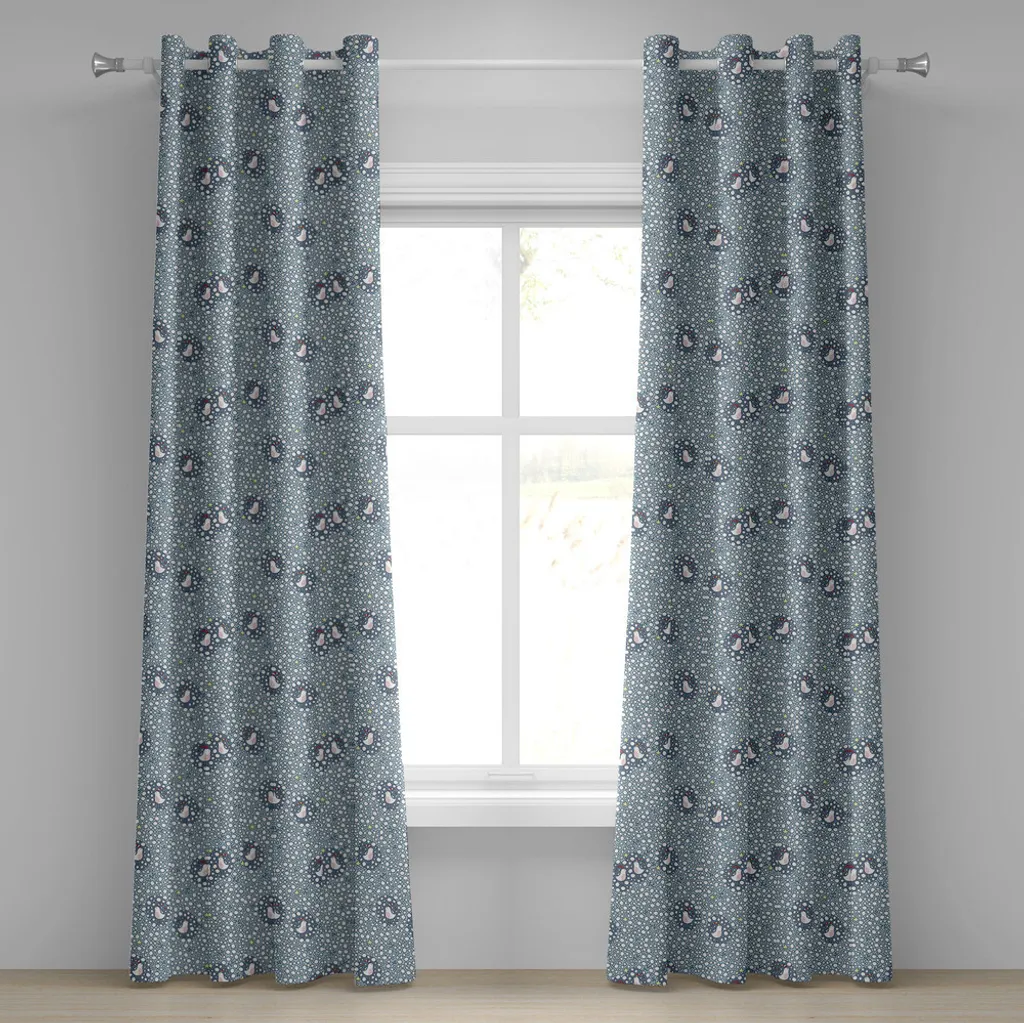 Rideau motif bouvreuil enneigé gris pâle en tissu haute qualité 280 cm
