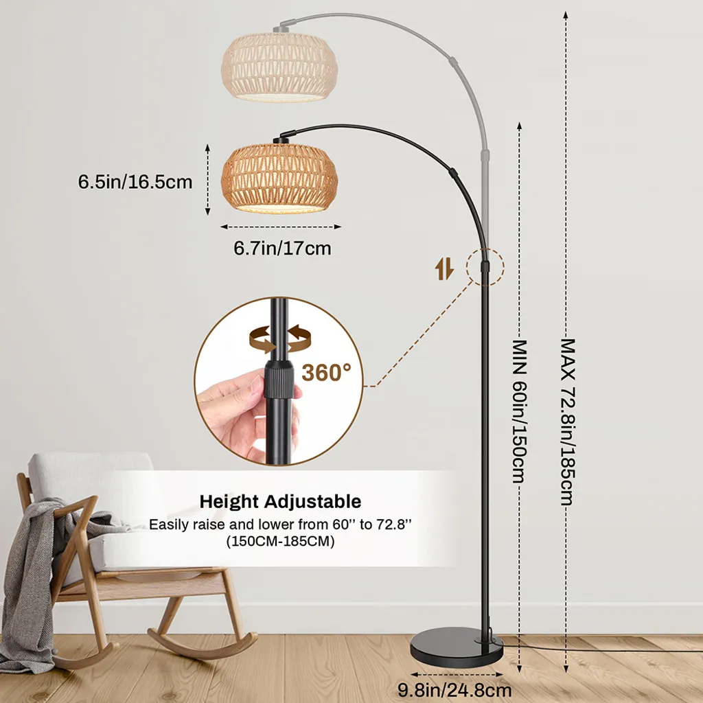 Lampada da Terra Rattan Boho Dimmerabile con App e Telecomando LED - 5