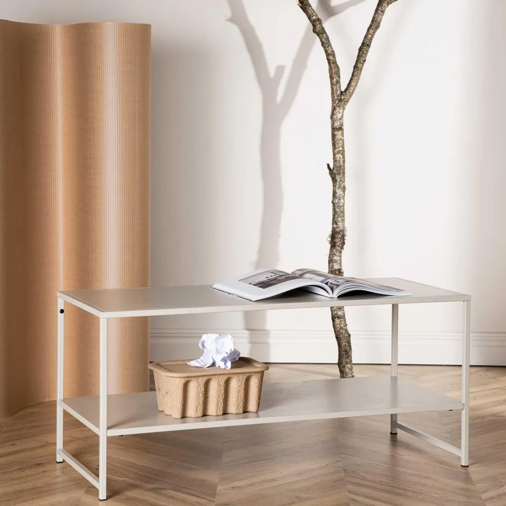 Table d'appoint beige Staal pour salon, petit meuble d'appoint chic