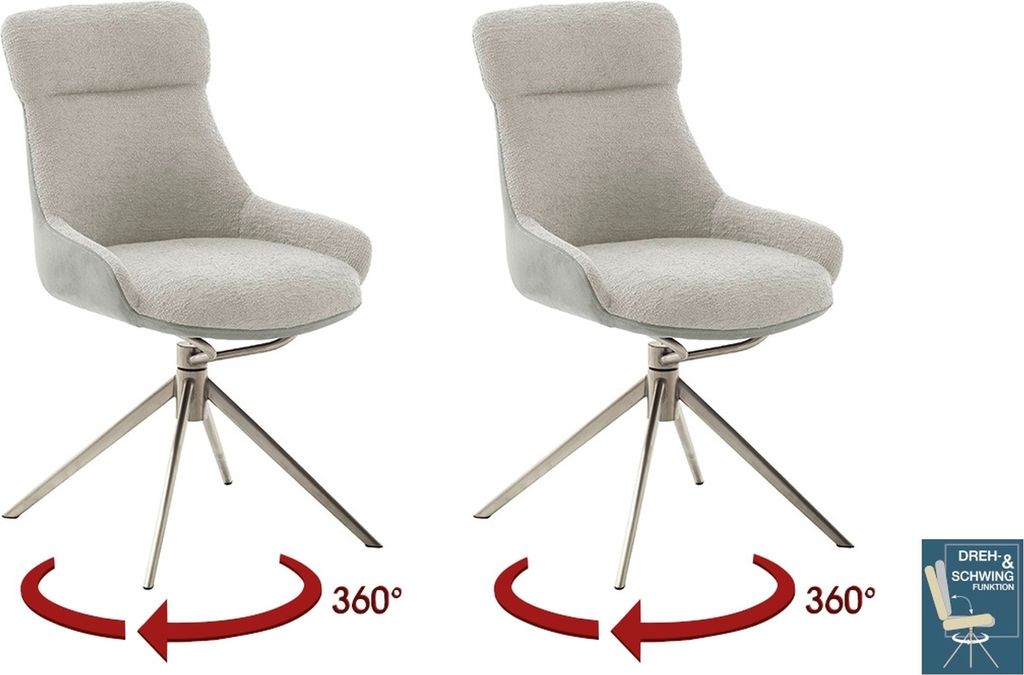 Schalenstuhl >PELION< (2-er Set) in Lichtgrau, Polyester - 55x90x62cm (BxHxT)