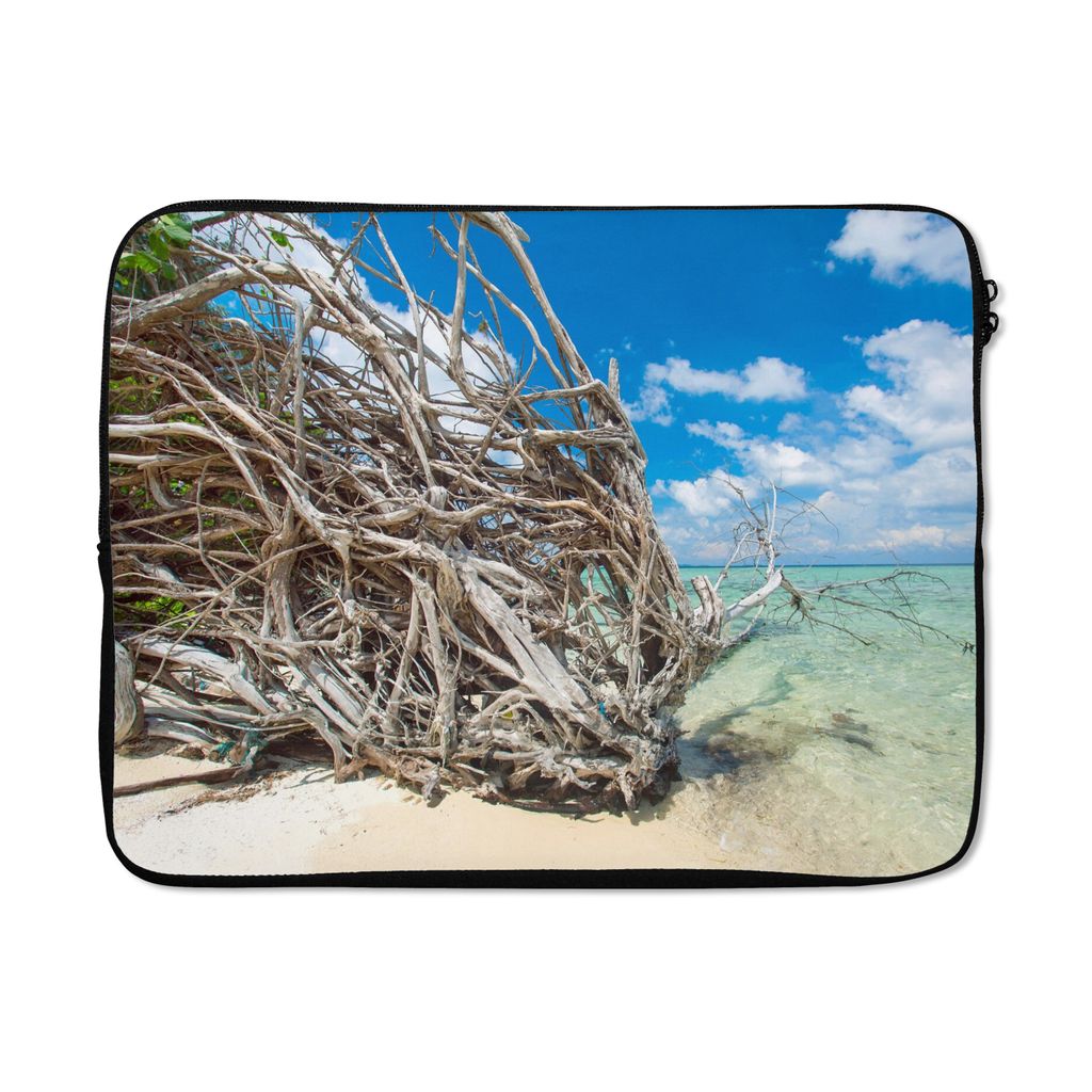 MuchoWow Laptop Hülle 15 Zoll Strand - Äste - Tropisch - Meer Laptoptasche - Laptoptasche - Sleeve - Rundum-Schutz