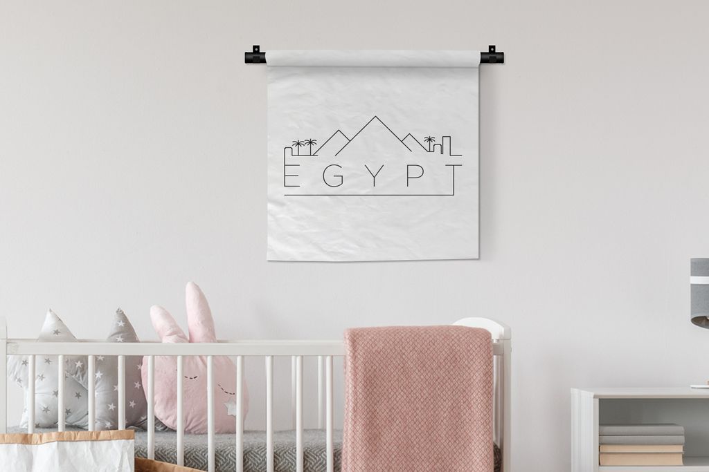 MuchoWow® Wandteppich Wandbehang Skyline "Ägypten" schwarz Produktbild 