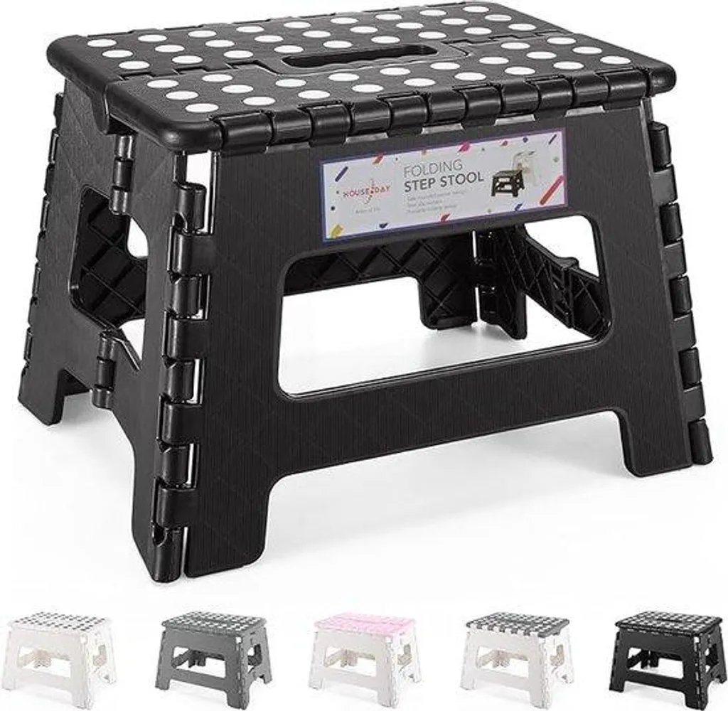 Marchepied pliant enfant 22 cm noir - Tabouret d'appoint gain de place