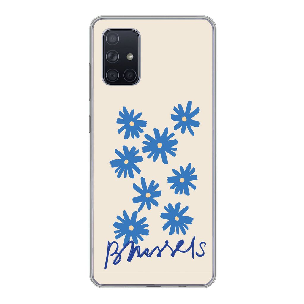 MuchoWow Handyhülle Schutzhülle Hülle für Samsung Galaxy A51 5G Blume - Design - Brüssel - Minimalismus Silikon Softcase Handy Hülle - Abbi...