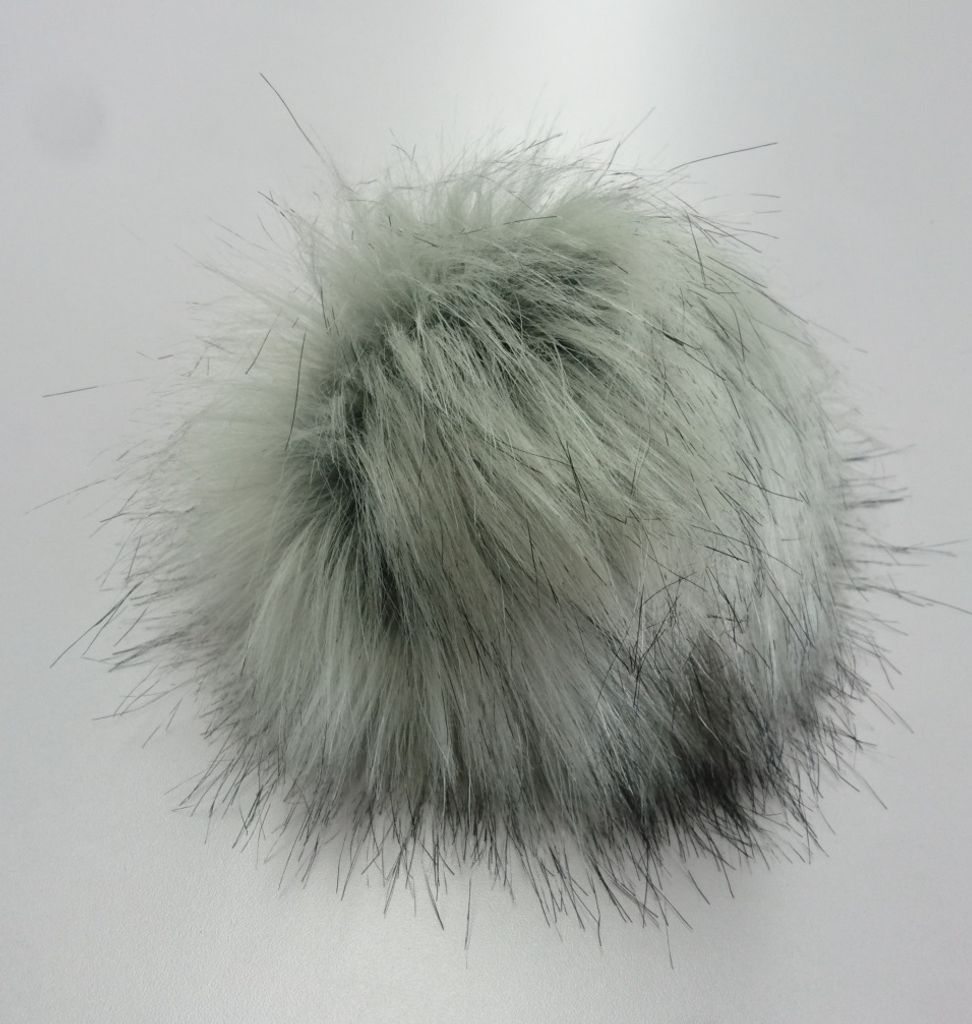 Pro Lana Kunstfell Pompon mit Druckknopf 20cm 407 grau 20cm