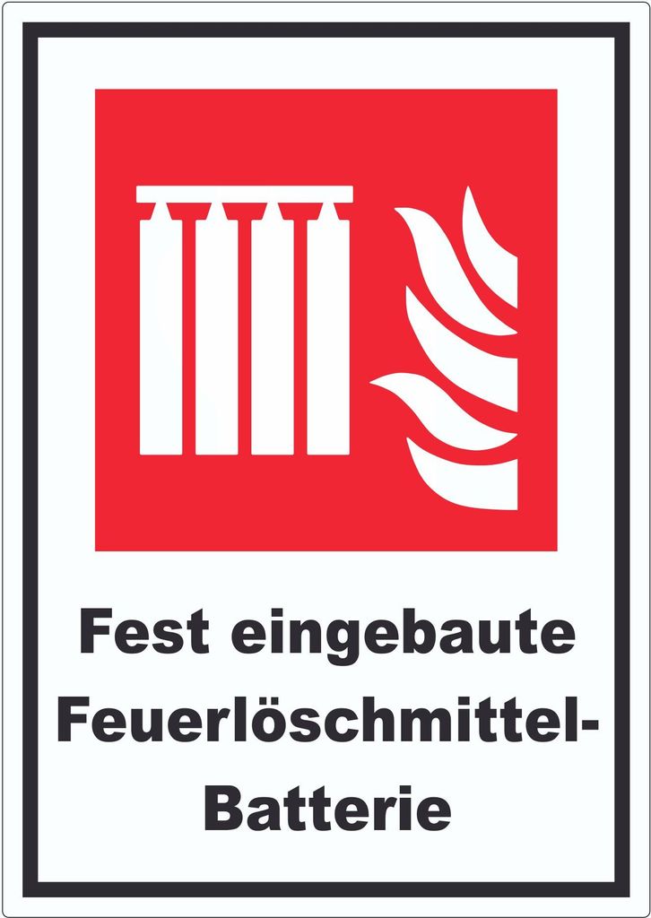 Fest eingebaute Feuerlöschmittel-Batterie Aufkleber A3 (297x420mm)