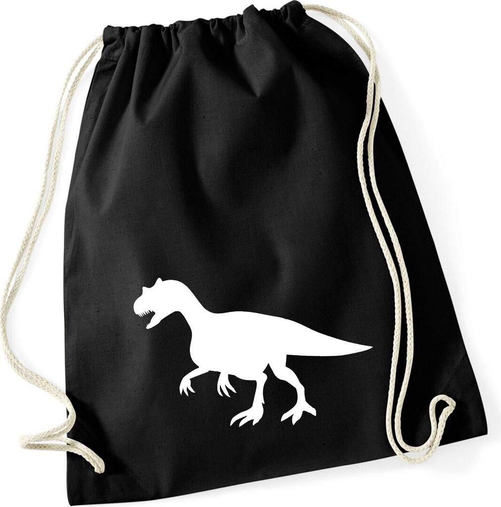 Huuraa Turnbeutel Allosaurus Dinosaurier 12 Liter Black Baumwolle Rucksack Geschenkidee